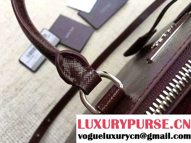 Prada Galleria Saffiano Leather Tote Bag 1BA863 Burgundy 2016