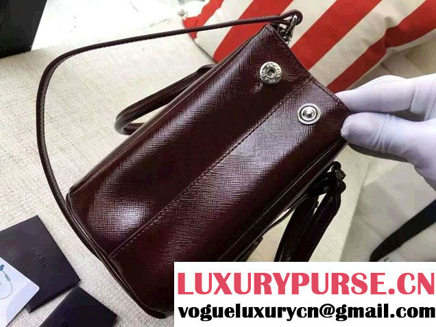Prada Galleria Saffiano Leather Tote Bag 1BA863 Burgundy 2016
