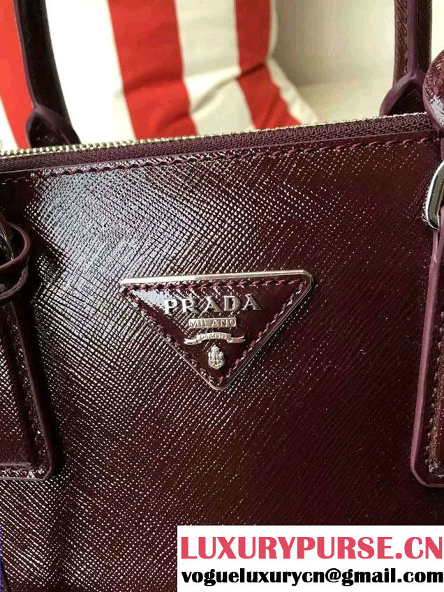 Prada Galleria Saffiano Leather Tote Bag 1BA863 Burgundy 2016