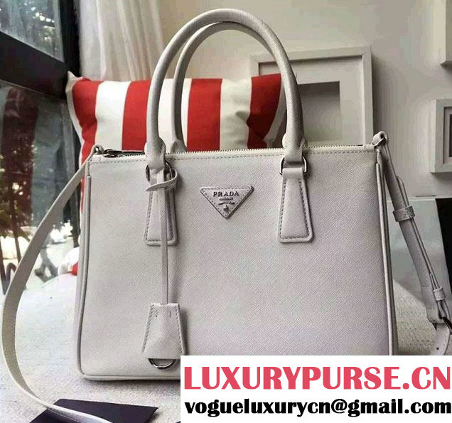 Prada Galleria Saffiano Leather Tote Bag 1BA863 Off White 2016