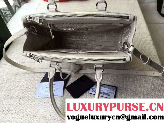Prada Galleria Saffiano Leather Tote Bag 1BA863 Off White 2016