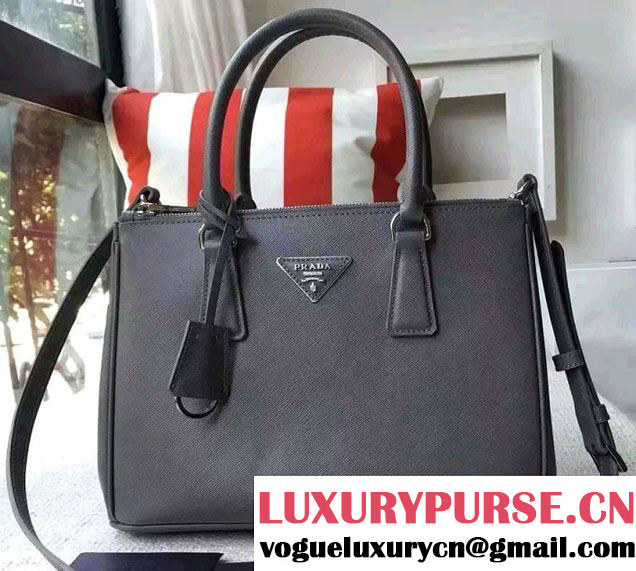 Prada Galleria Saffiano Leather Tote Bag 1BA863 Gray 2016