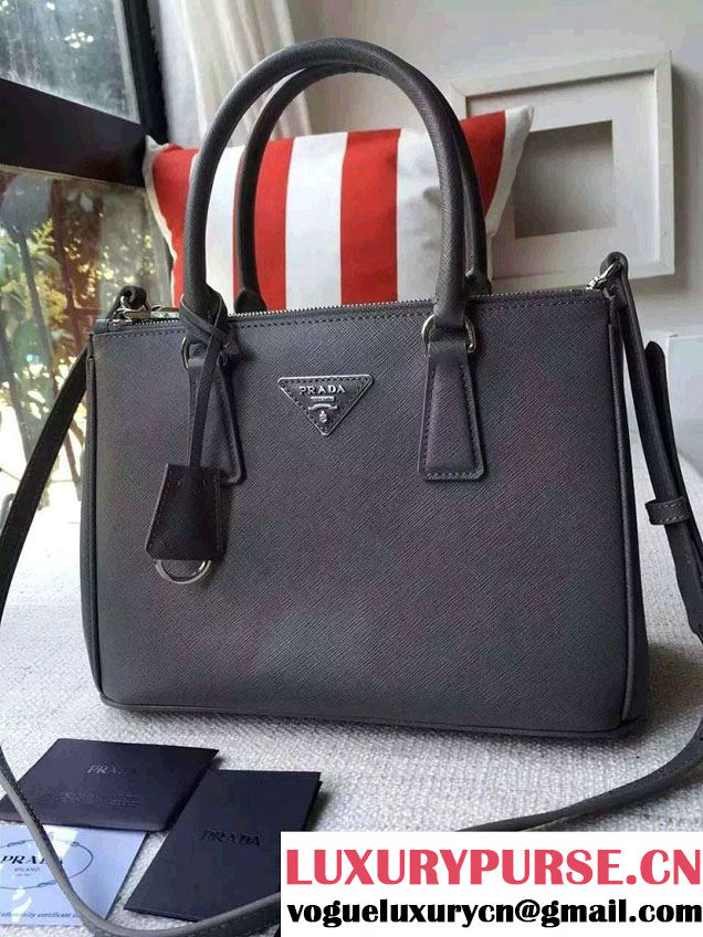 Prada Galleria Saffiano Leather Tote Bag 1BA863 Gray 2016