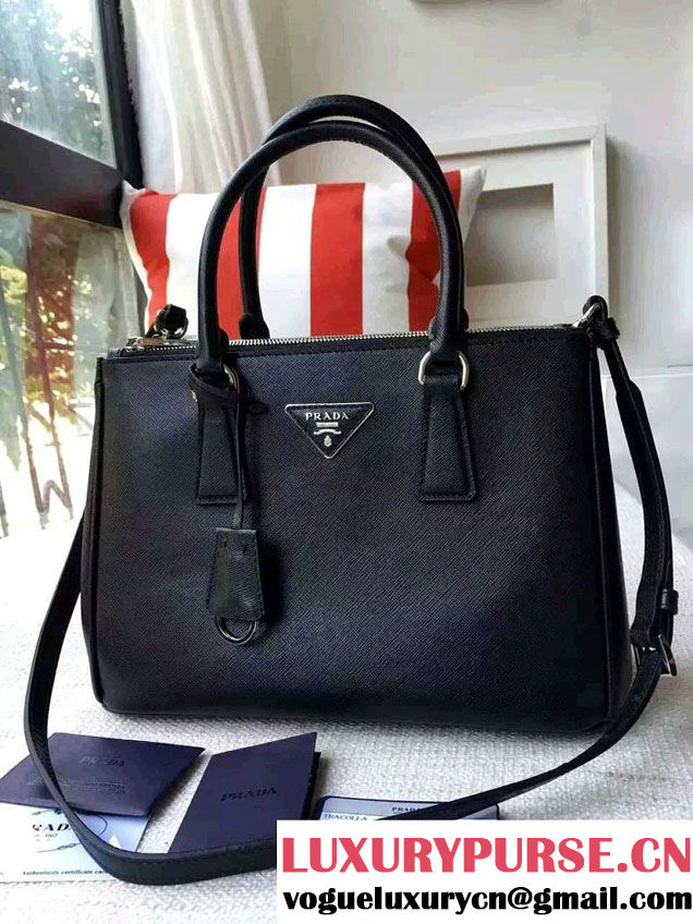 Prada Galleria Saffiano Leather Tote Bag 1BA863 Black 2016