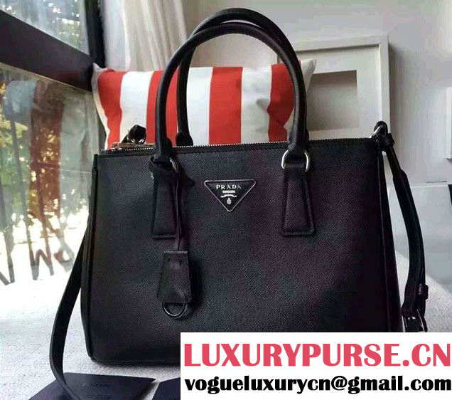 Prada Galleria Saffiano Leather Tote Bag 1BA863 Black 2016