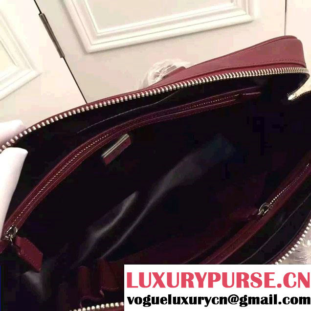 Prada Saffiano Leather Briefcase 2VE891 Dark Red 2016
