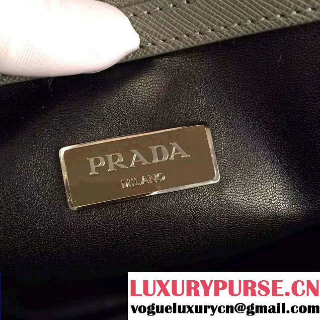 Prada Saffiano Leather Briefcase 2VE891 Gray 2016