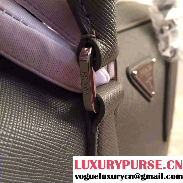 Prada Saffiano Leather Briefcase 2VE891 Gray 2016