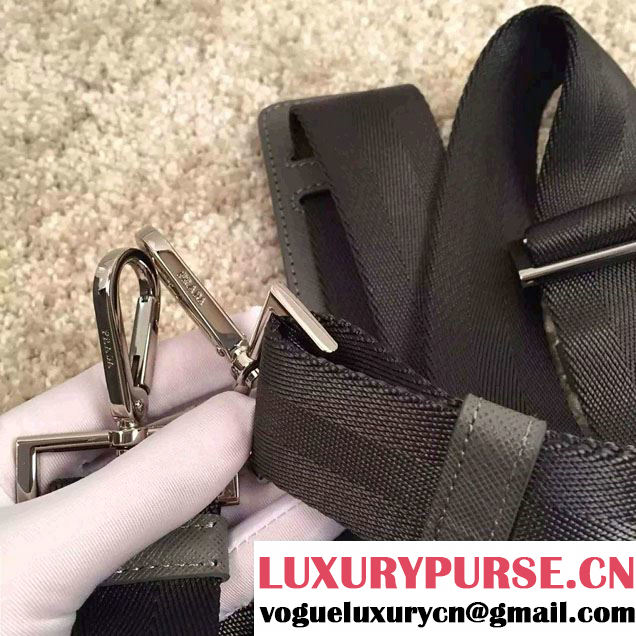 Prada Saffiano Leather Briefcase 2VE891 Gray 2016