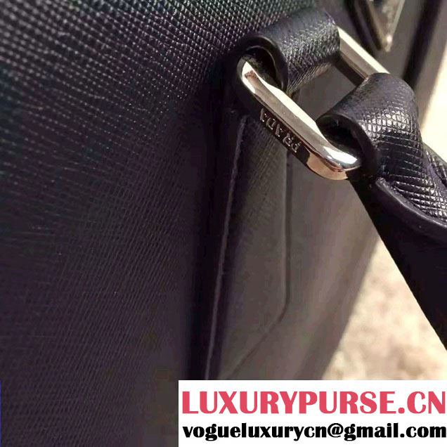 Prada Saffiano Leather Briefcase 2VE891 Black 2016