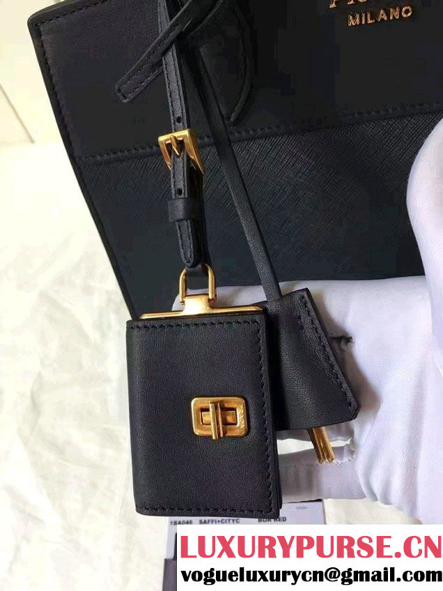 Prada Esplanade Saffiano And Calf Leather Tote Medium Bag 1BA046 Dark Blue 2017