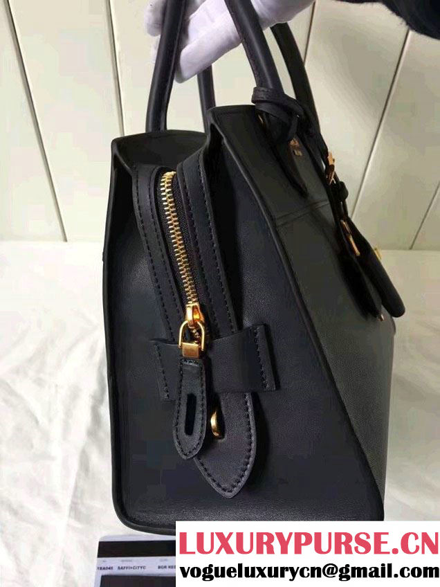 Prada Esplanade Saffiano And Calf Leather Tote Medium Bag 1BA046 Dark Blue 2017