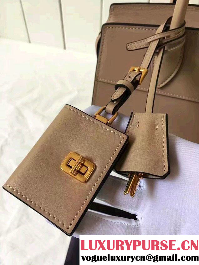 Prada Esplanade Saffiano And Calf Leather Tote Medium Bag 1BA046 Cameo 2017