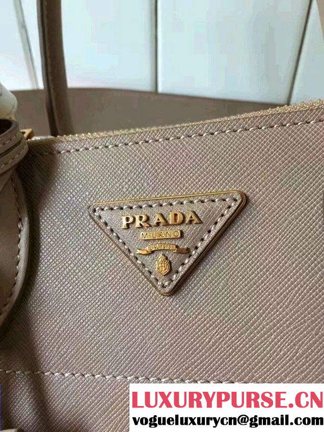 Prada Paradigme Saffiano And Calf Leather Bag 1BA103 Cameo/Begonia With Embellishments On The Shoulder Strap 2017