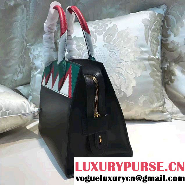 Prada Esplanade Saffiano Calfskin Leather Tote Bag 1BA046 Black/Red/Green 2017