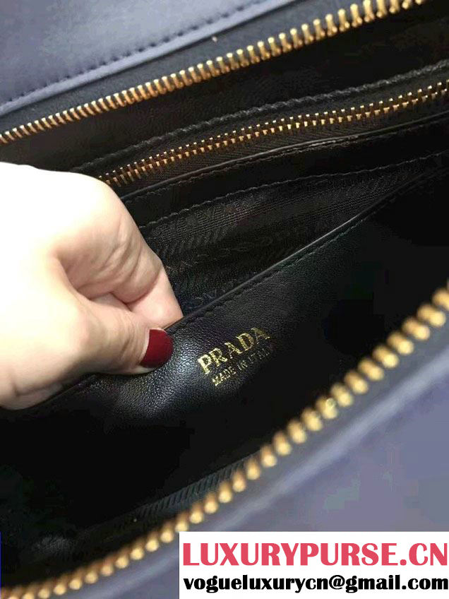 Prada Esplanade Saffiano Calfskin Leather Tote Bag 1BA046 Navy Blue/Blue/Red 2017