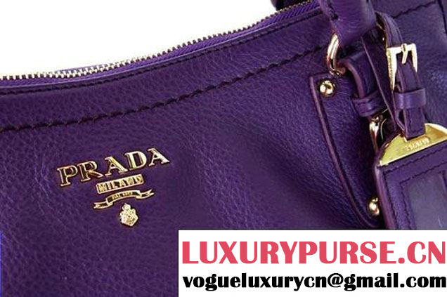 Prada BR4579 Grained Calf Leather Tote Bag Pueple  