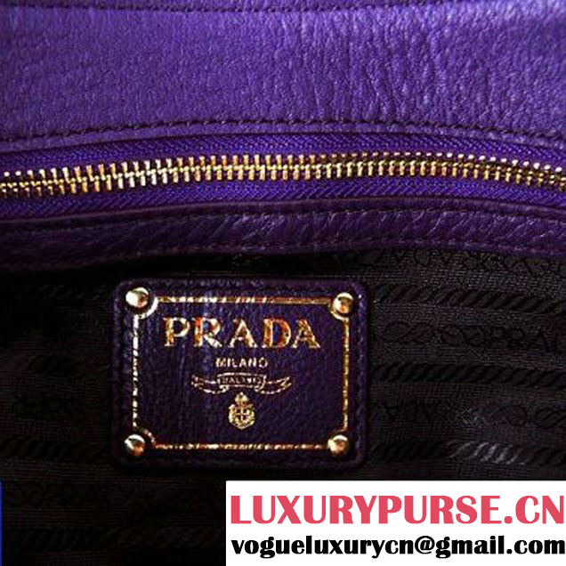 Prada BR4579 Grained Calf Leather Tote Bag Pueple  