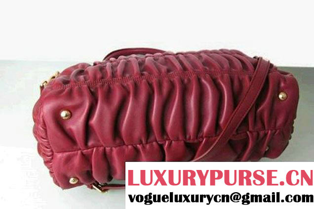Prada Tessuto Gauffre Nappa Leather Tote Bags Burgundy  