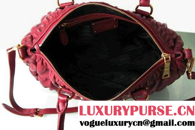 Prada Tessuto Gauffre Nappa Leather Tote Bags Burgundy  