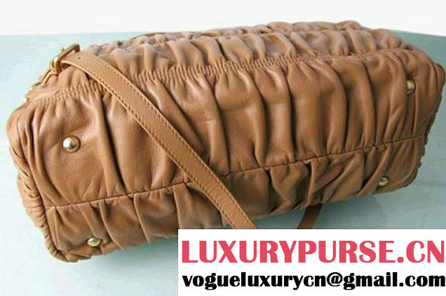 Prada Tessuto Gauffre Nappa Leather Tote Bags Brown  