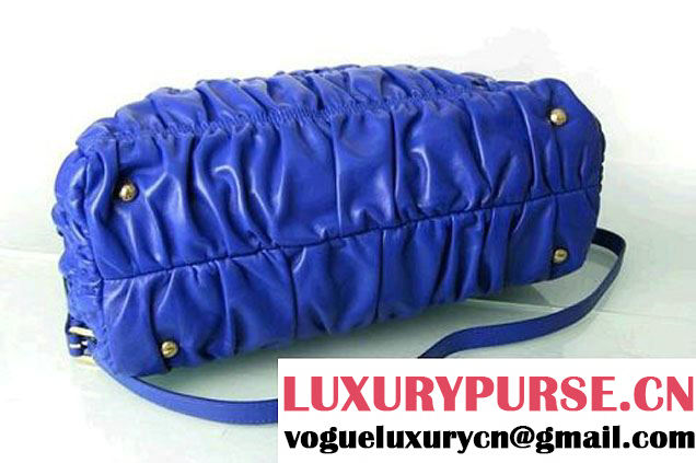 Prada Tessuto Gauffre Nappa Leather Tote Bags Blue  
