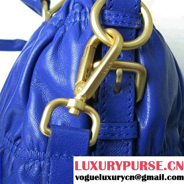 Prada Tessuto Gauffre Nappa Leather Tote Bags Blue  