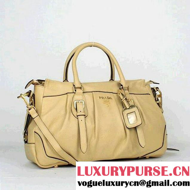 Prada Calfskin Top Handle Bag PR8803 Apricot