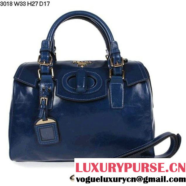 Prada Iridescent Leather Tote Bag BL3018 RoyalBlue