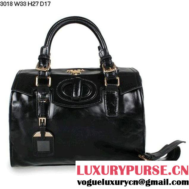 Prada Iridescent Leather Tote Bag BL3018 Black  