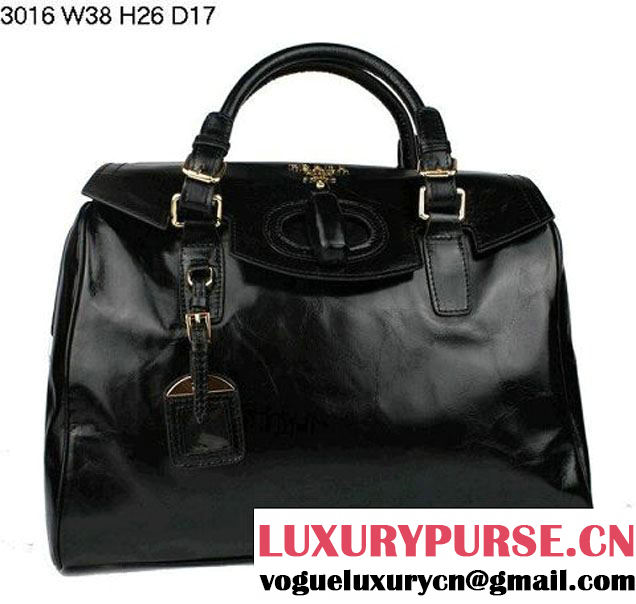 Prada Iridescent Leather Tote Bag BL3016 Black