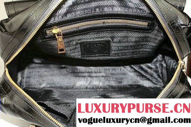 Prada Iridescent Leather Tote Bag BL3016 Black  
