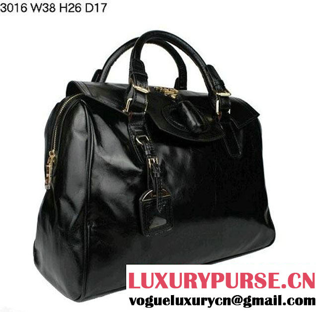 Prada Iridescent Leather Tote Bag BL3016 Black  