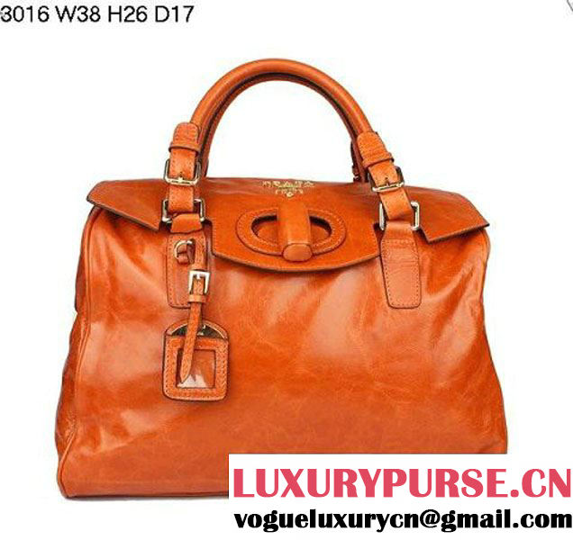 Prada Iridescent Leather Tote Bag BL3016 Orange