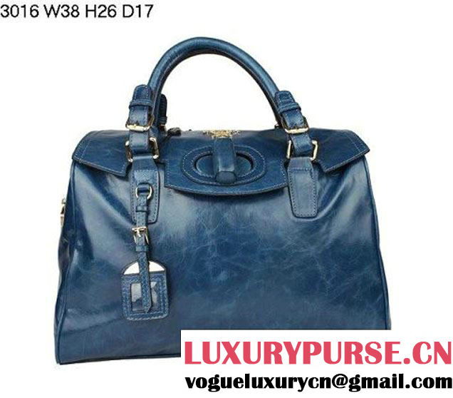 Prada Iridescent Leather Tote Bag BL3016 RoyalBlue