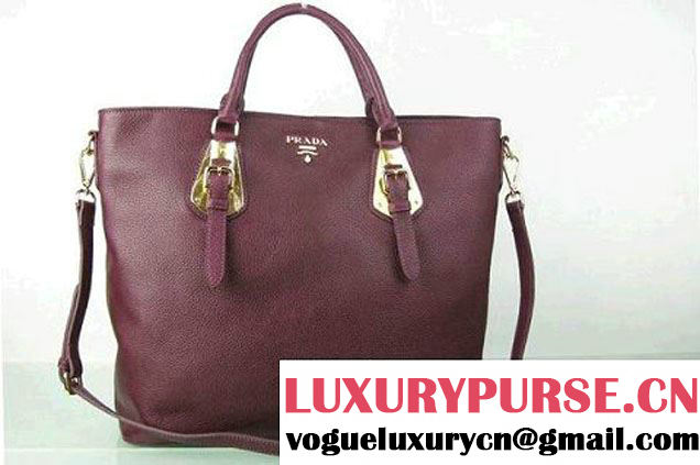 Prada BN1902 Original Calf Leather Tote Bag Fuchsia  