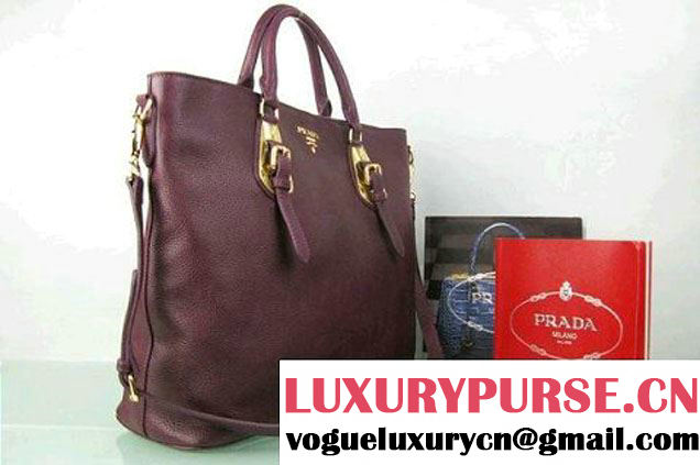 Prada BN1902 Original Calf Leather Tote Bag Fuchsia  