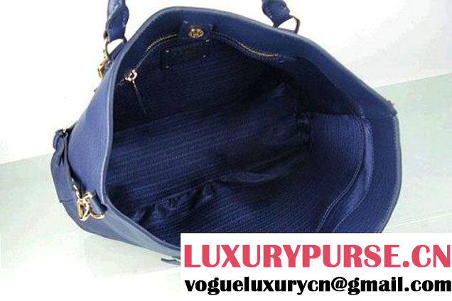 Prada BN1902 Original Calf Leather Tote Bag Royalblue  