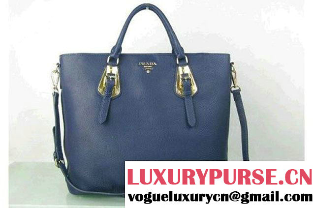 Prada BN1902 Original Calf Leather Tote Bag Royalblue  