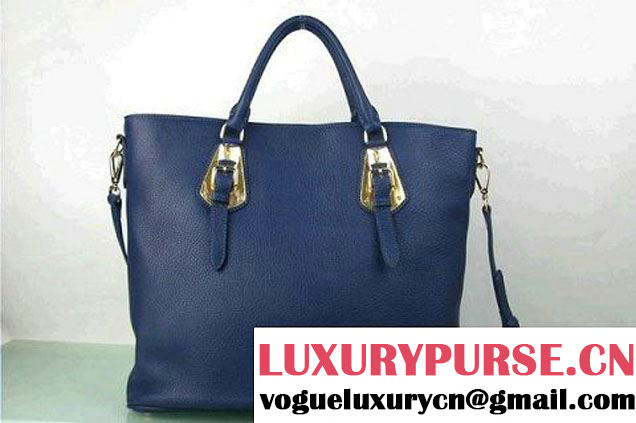 Prada BN1902 Original Calf Leather Tote Bag Royalblue  