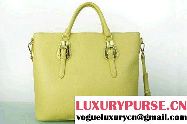 Prada BN1902 Original Calf Leather Tote Bag Lemon  