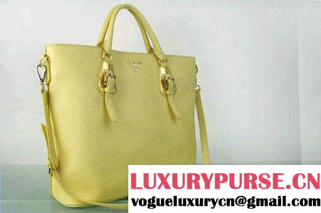 Prada BN1902 Original Calf Leather Tote Bag Lemon  