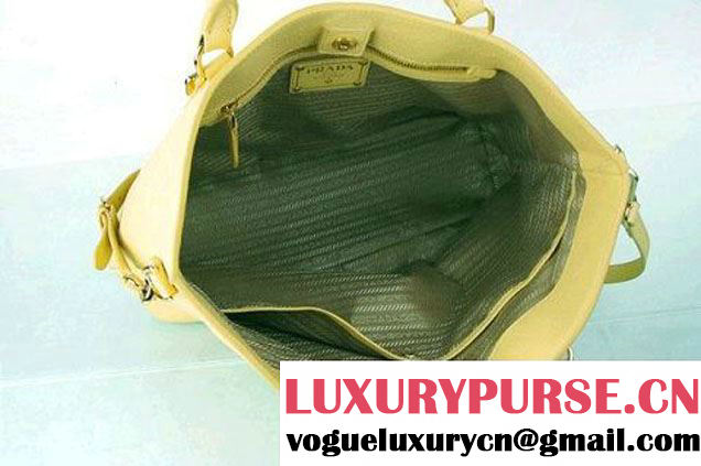 Prada BN1902 Original Calf Leather Tote Bag Lemon  