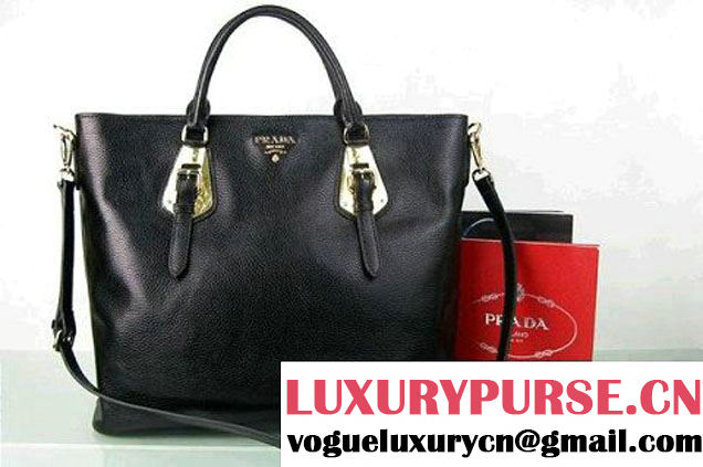 Prada BN1902 Original Calf Leather Tote Bag Black