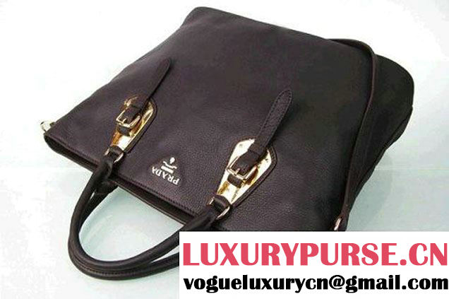 Prada BN1902 Original Calf Leather Tote Bag Brown  