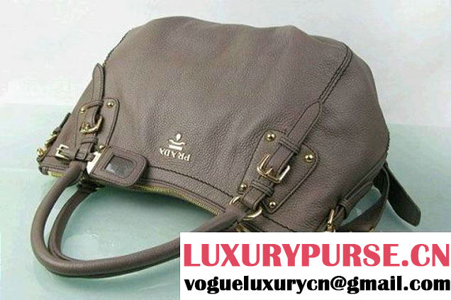 Prada BR4579 Grained Calf Leather Tote Bag Grey  