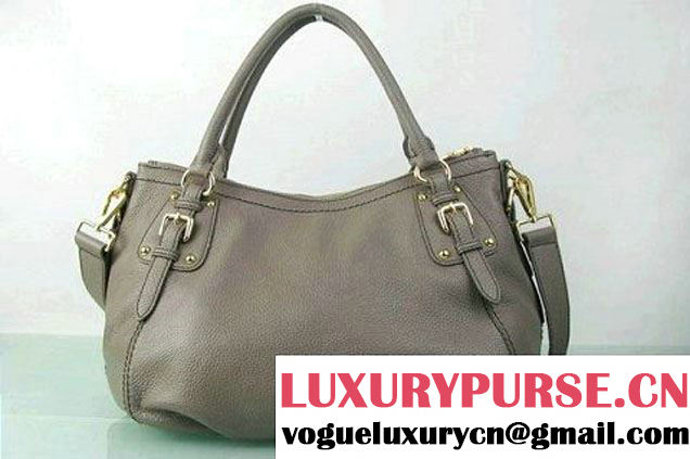 Prada BR4579 Grained Calf Leather Tote Bag Grey  