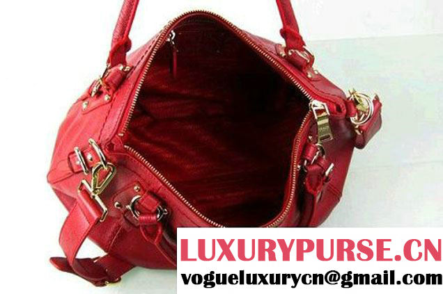 Prada BR4579 Grained Calf Leather Tote Bag Red  