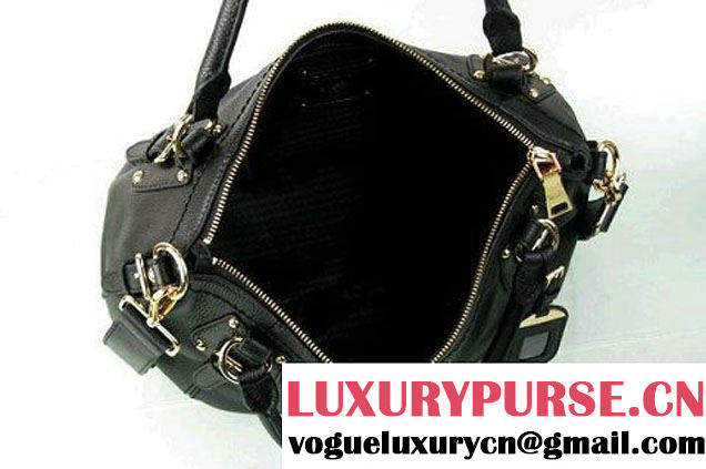 Prada BR4579 Grained Calf Leather Tote Bag Black  