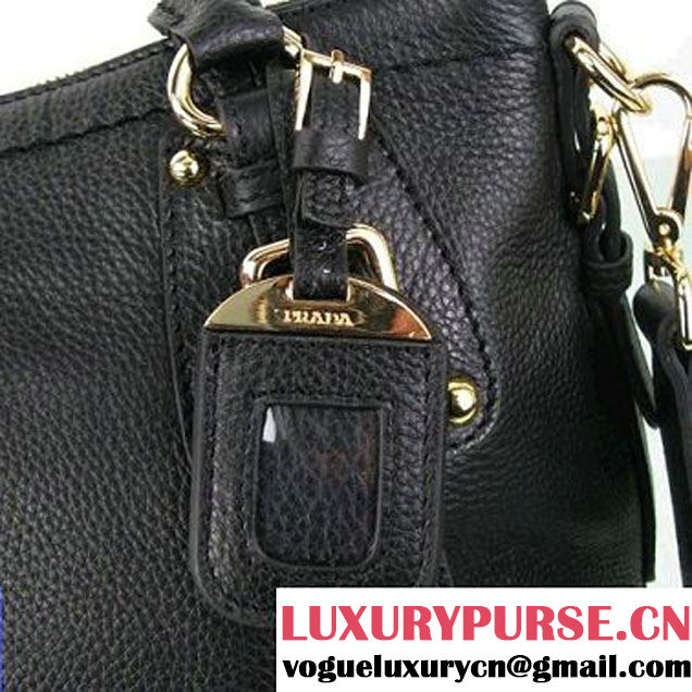 Prada BR4579 Grained Calf Leather Tote Bag Black  